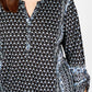 Style & Co Women's Plus Size Printed Split-Neck Top  Black Size Extra Large