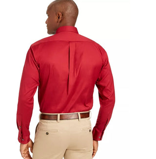 Club Room Men's Classic Fit Stretch Wrinkle-Resistant Solid Pinpoint Dress Shirt Red Size 16-34-35
