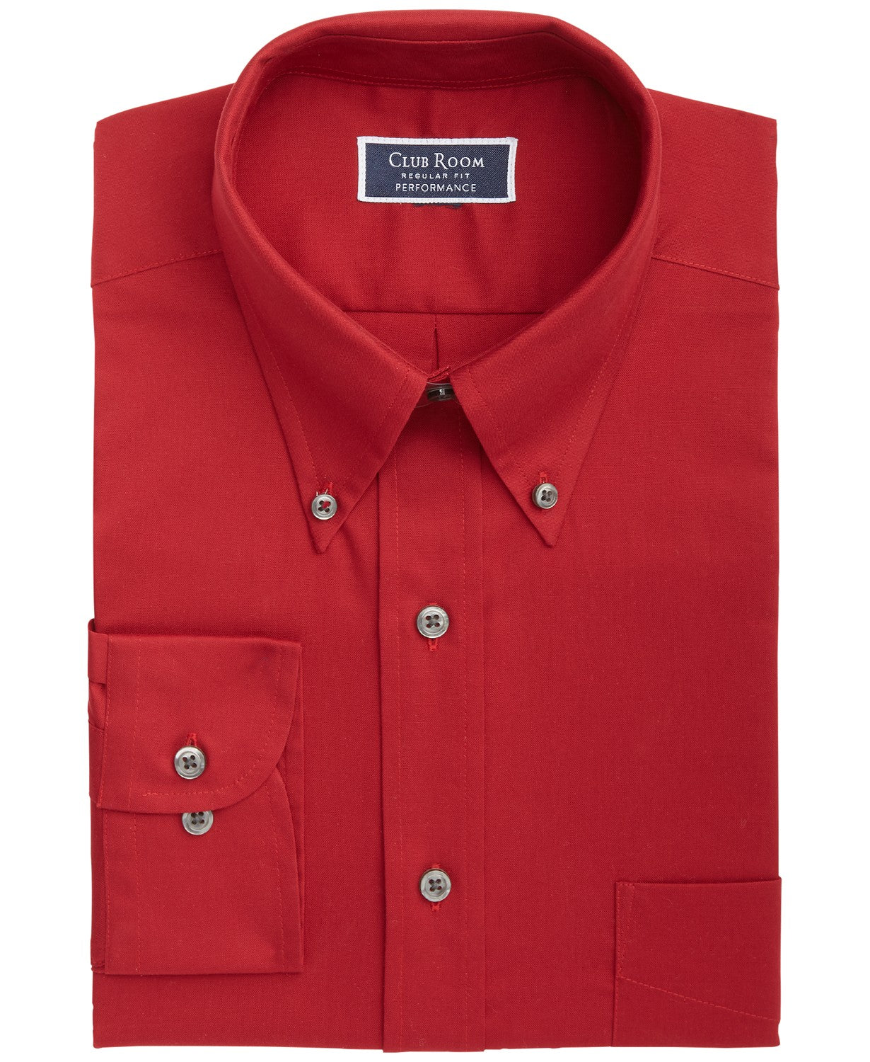 Club Room Men's Regular Fit Stretch Wrinkle-Resistant Solid Pinpoint Dress Shirt Red Size 17-36-37