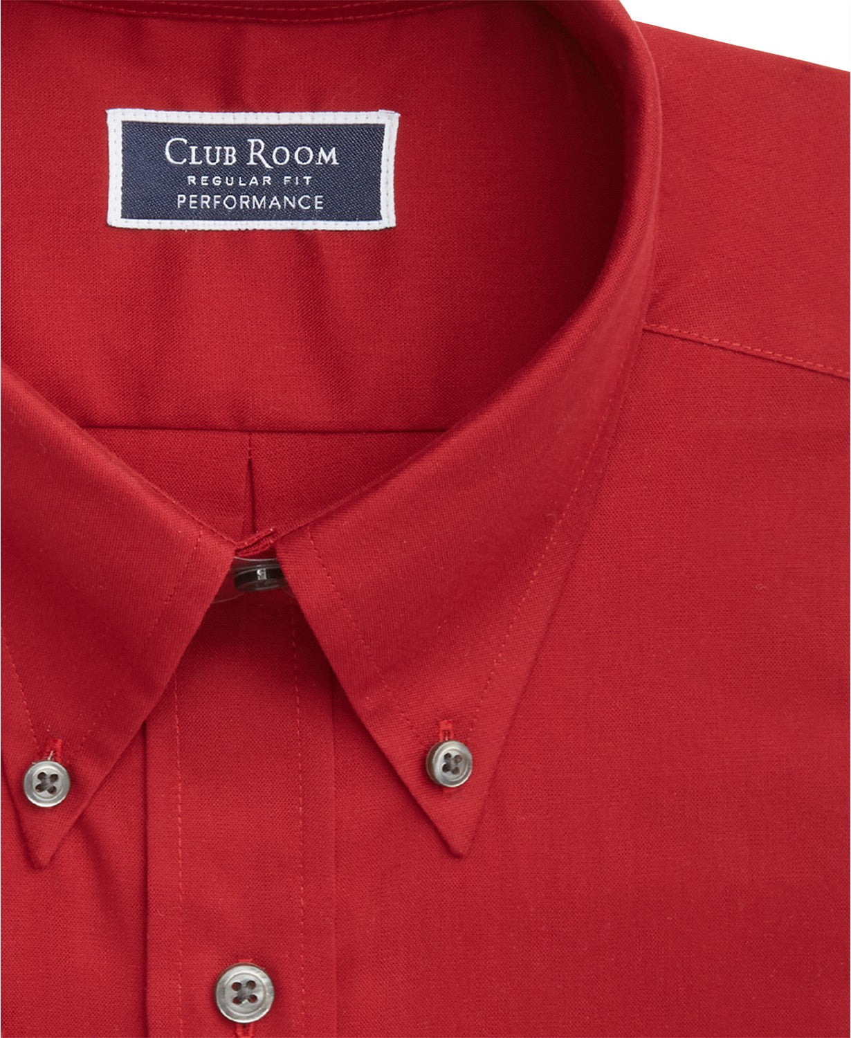 Club Room Men's Regular Fit Stretch Wrinkle-Resistant Solid Pinpoint Dress Shirt Red Size 17-36-37