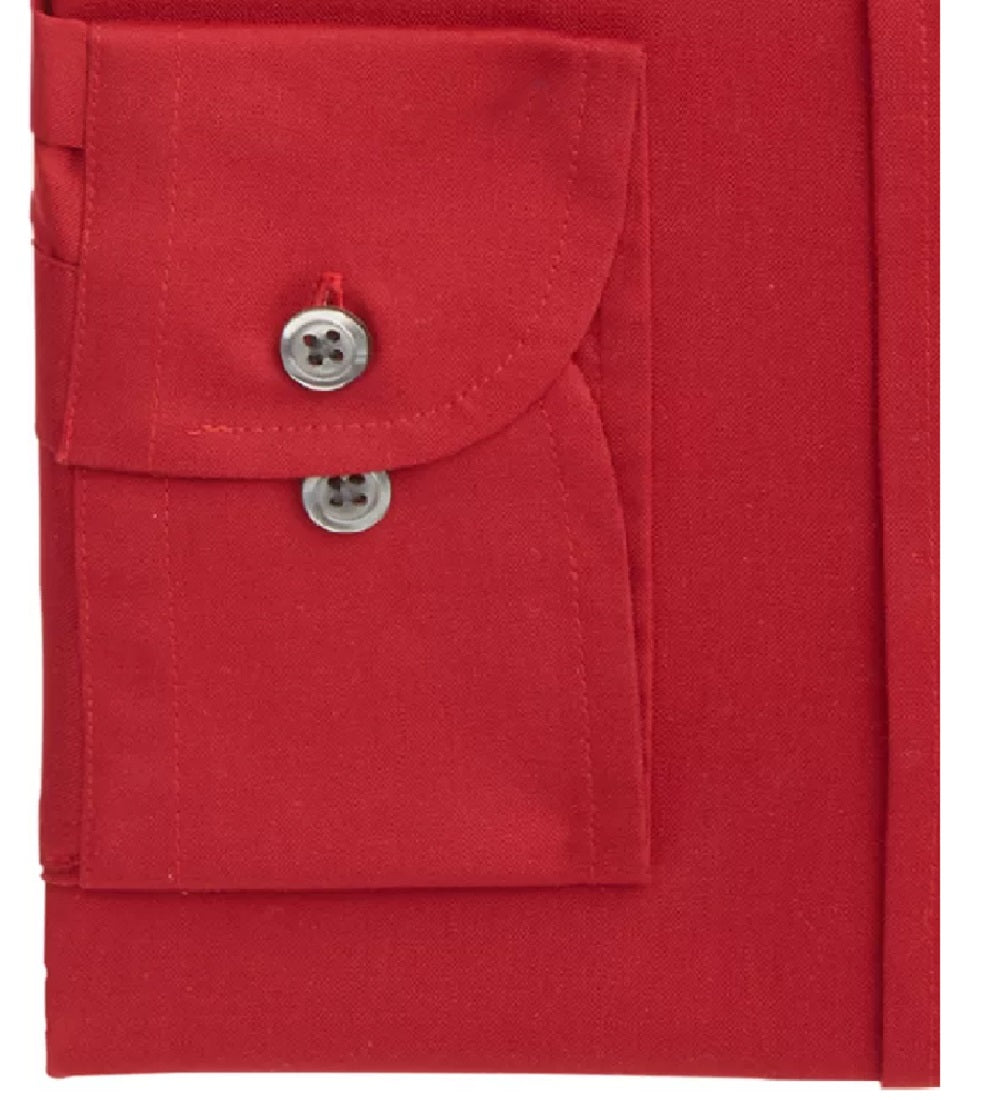 Club Room Men's Regular Fit Stretch Wrinkle-Resistant Solid Pinpoint Dress Shirt Red Size 17-36-37