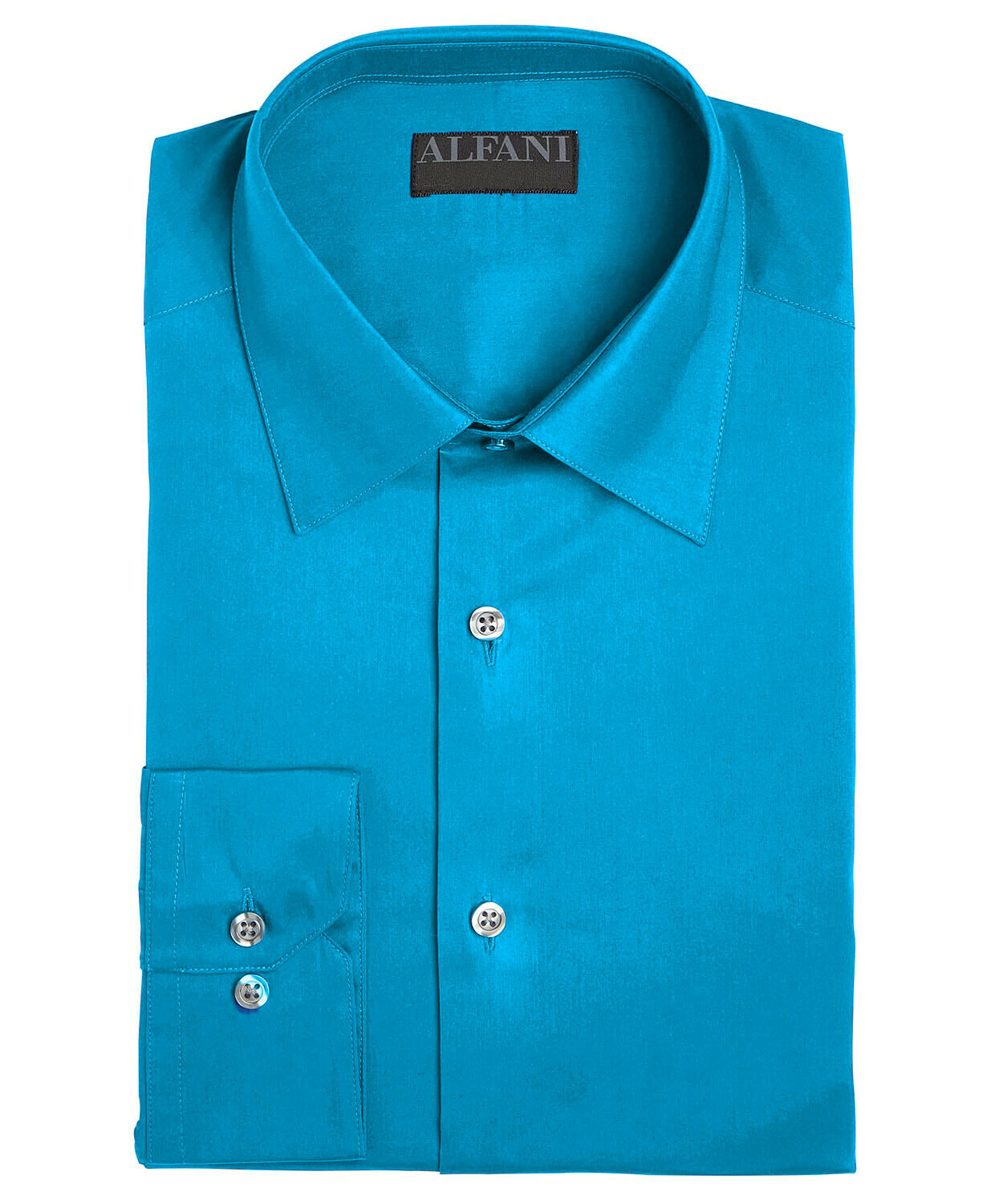Alfani Men's Stretch Easy-Care Solid Dress Shirt Aqua Size 14x32-33