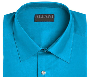 Alfani Men's Stretch Easy-Care Solid Dress Shirt Aqua Size 14x32-33