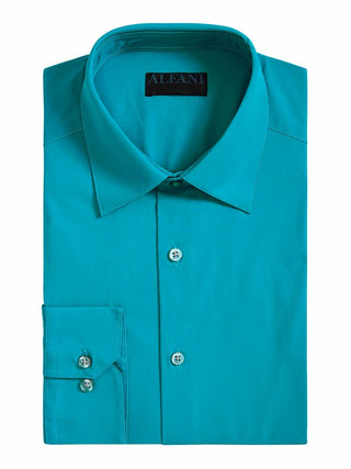Alfani Men's Slim-Fit Performance Stretch Easy-Care Solid Dress Shirt Blue Size 15-34-35