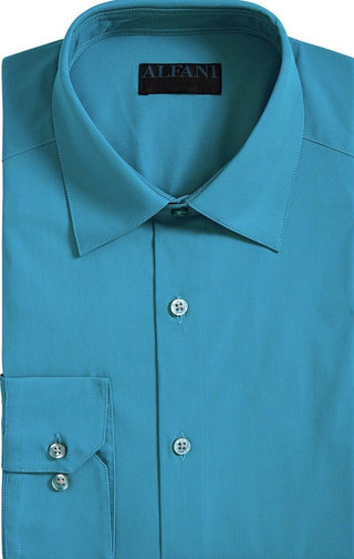 AlfaTech by Alfani Men's Slim-Fit Performance Stretch Easy-Care Solid Dress Shirt Blue Size 32-33