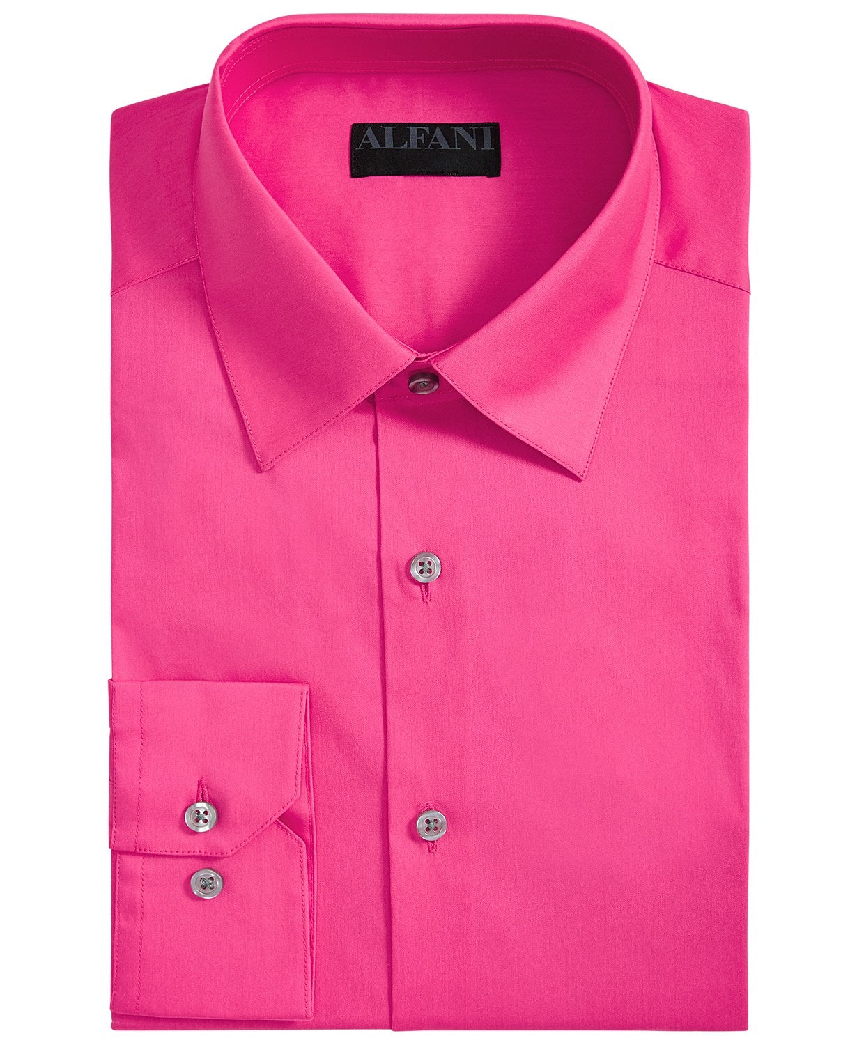 Alfani Men's Stretch Easy-Care Solid Dress Shirt Pink Size 14x32-33
