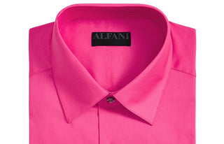 Alfani Men's Slim-Fit Performance Stretch Easy-Care Solid Dress Shirt Pink Size 16X32-33