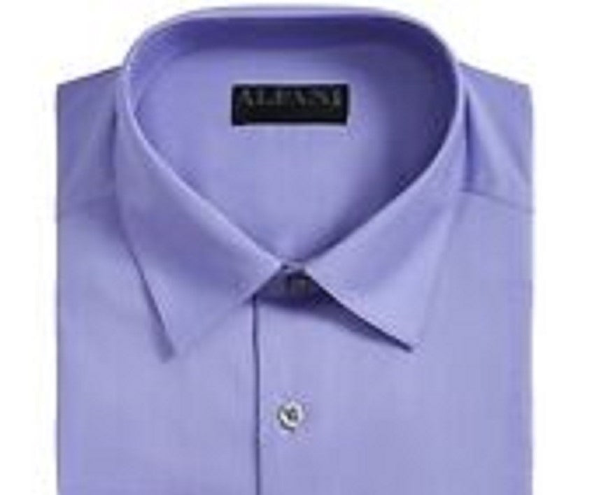 Alfani Men's Slim-Fit Performance Stretch Easy-Care Solid Dress Shirt Purple Size 34-35