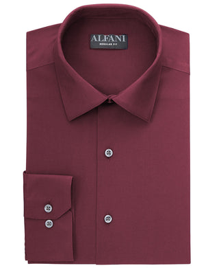 Alfani Men's Solid Dress Shirt Burgundy Size 14x32-33