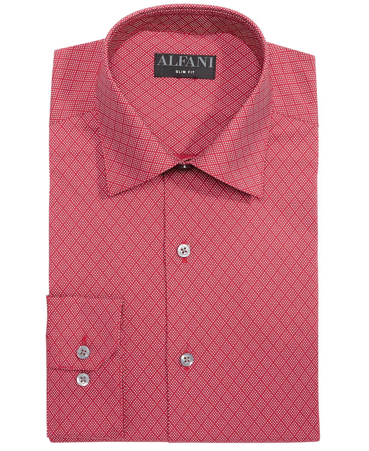 Alfani Men's Slim-Fit Performance Stretch Easy-Care Dress Shirts Red Size 34-35