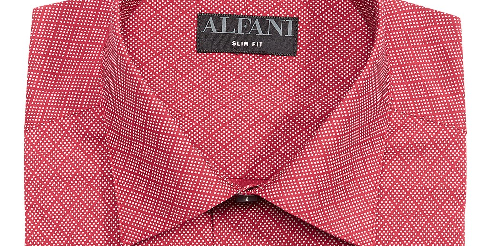 Alfani Men's Assorted Slim-Fit Performance Stretch Easy-Care Dress Shirts Red Size 34x35