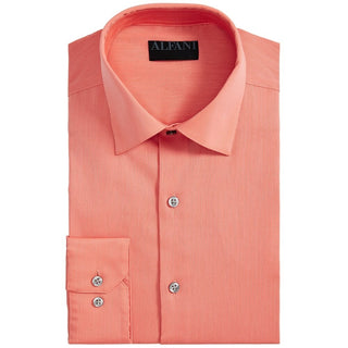 AlfaTech by Alfani Men's Bedford Cord Regular Fit Dress Shirt Orange Size 15x34-35