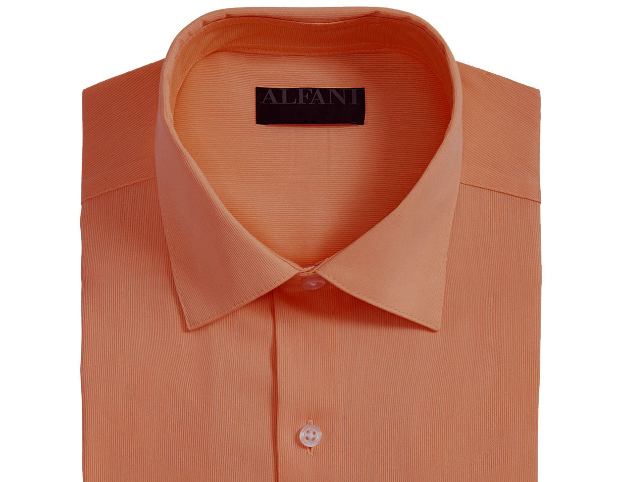 Alfani Men's Bedford Cord Classic/Regular Fit Dress Shirt Orange Size 32-33