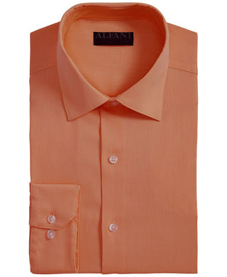 Alfani Men's Bedford Cord Classic Fit Dress Shirt Orange Size 34-35