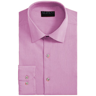AlfaTech by Alfani Men's Bedford Cord Regular Fit Dress Shirt Pink Size 15X34-35