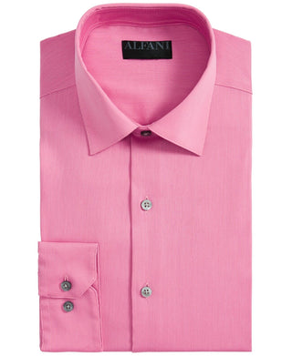 AlfaTech by Alfani Men's Bedford Cord Regular Fit Dress Shirt Pink Size 18-18.5x34-35