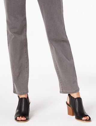 Style & Co Women's Rail Tummy-Control Straight-Leg Jeans Gray Size 4