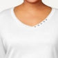 Karen Scott Women's Plus Size Cotton V-Neck Top White Size 2 Large