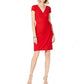 INC International Concepts Women's Cap-Sleeve Faux-Wrap Dress Red Size Large
