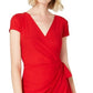 INC International Concepts Women's Cap-Sleeve Faux-Wrap Dress Red Size Large