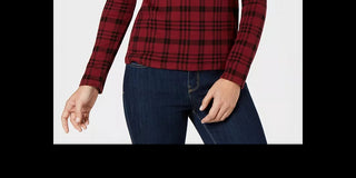 Charter Club Women's Cotton Plaid Top Red Size Medium