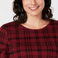 Charter Club Women's Cotton Plaid Top Red Size Extra Small