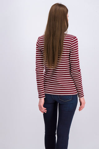 Charter Club Wome's Metallic-Stripe Top  Bright Red Size Small