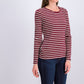 Charter Club Wome's Metallic-Stripe Top  Bright Red Size Small