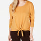 Style & Co Women's Tie-Front Sweater Gold Size Medium