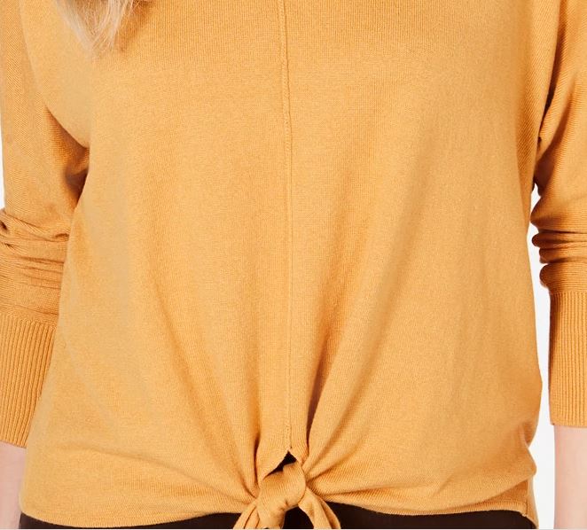 Style & Co Women's Tie Front Sweater Gold Size XX-Large