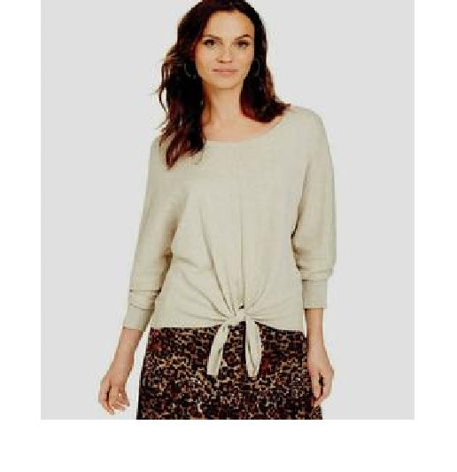 Style & Co Women's Petite Tie-Front Sweater Hammock Hthr Size Large