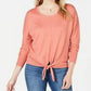 Style & Co Women's Petite Tie-Front Sweater Med Orange Size Small