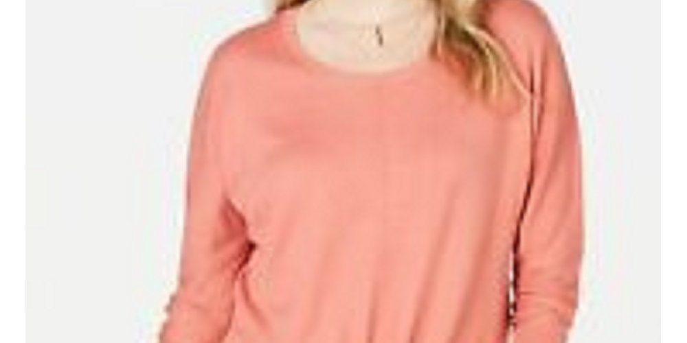 Style & Co Women's Petite Tie-Front Sweater Med Orange Size Small