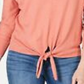 Style & Co Women's Petite Tie-Front Sweater Med Orange Size Small
