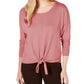 Style & Co Women's Petite Tie-Front Sweater Pink Size Petite