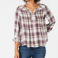 Style & Co Women's Petite Plaid Pleated Top Red Size Petite