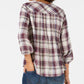 Style & Co Women's Petite Plaid Pleated Top Red Size Petite
