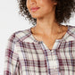 Style & Co Women's Petite Plaid Pleated Top Red Size Petite