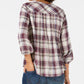 Style & Co Women's Petite Plaid Pleated Top Red Size Large