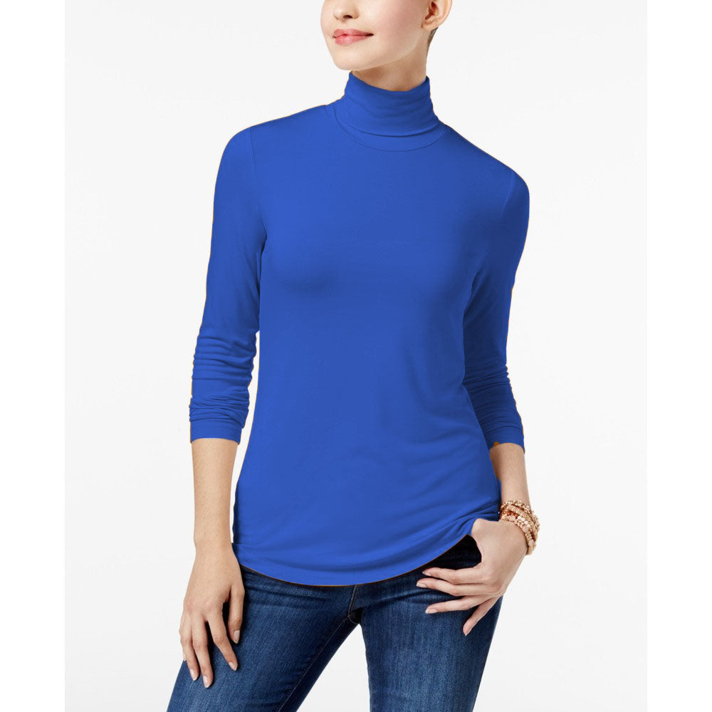Maison Jules Women's Turtleneck Top Blue Size X-Small