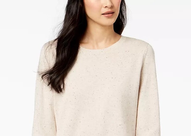 Maison Jules Women's Cotton Crew-Neck Sweater Pink Size Small