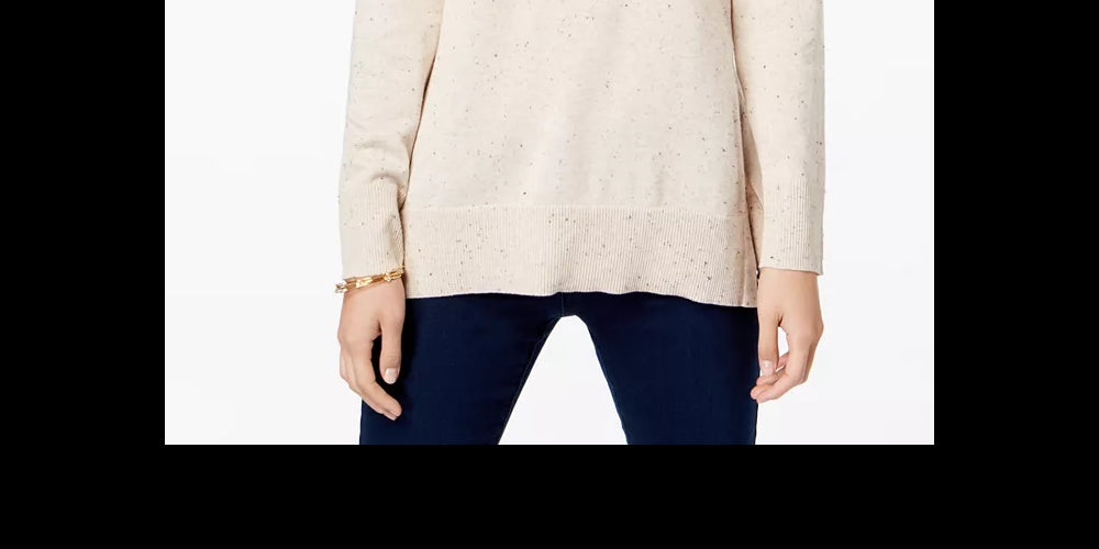 Maison Jules Women's Cotton Crew-Neck Sweater Pink Size Small