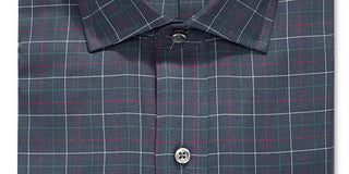 Club Room Men's Regular Fit Stretch Twill Multi Tattersall Dress Shirt Blue Size 34X35