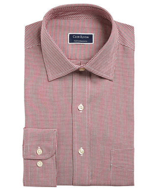 Club Room Men's Regular/Classic Fit Stretch Twill Puppytooth Dress Shirt Red Size 16.5x32-33