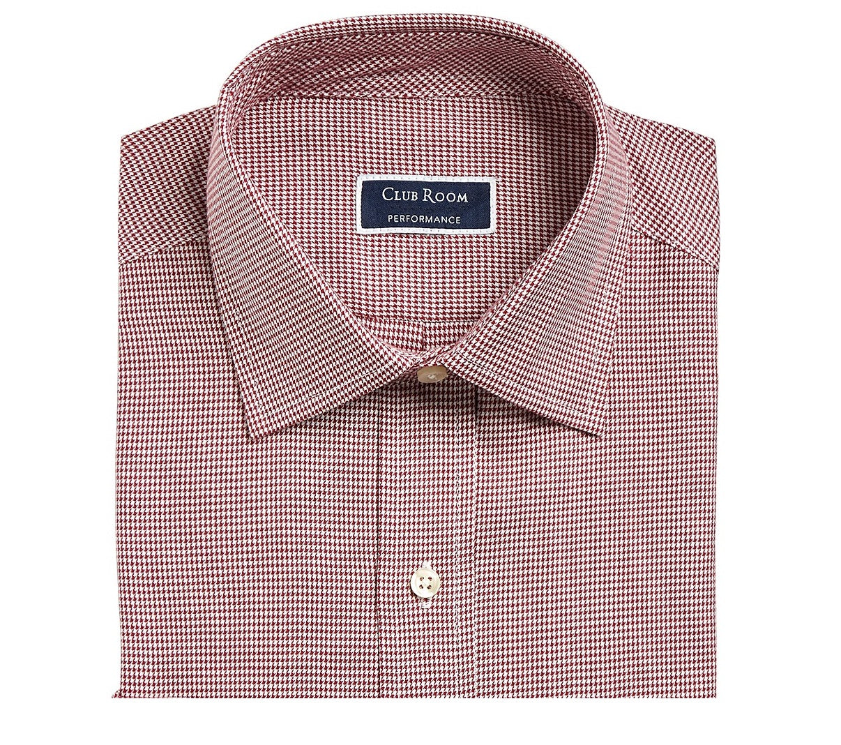 Club Room Men's Regular/Classic Fit Stretch Twill Puppytooth Dress Shirt Red Size 36X37