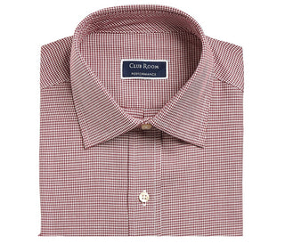 Club Room Men's Regular/Classic Fit Stretch Twill Puppytooth Dress Shirt Red Size 36X37