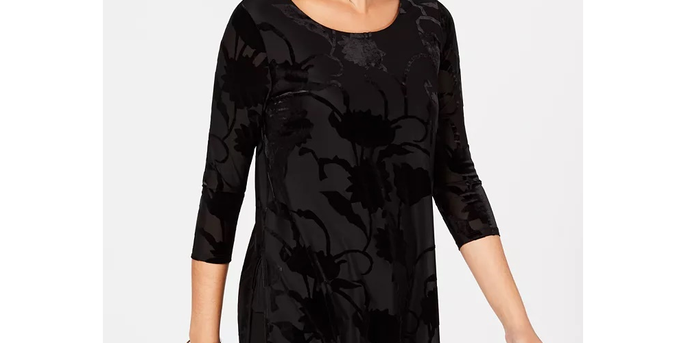 Alfani Women's Velvet Burnout Tunic Wine Size X-Small