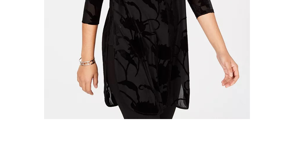 Alfani Women's Velvet Burnout Tunic Wine Size X-Small