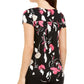 Alfani Women's Floral-Print T-Shirt Black Size Medium