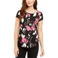 Alfani Women's Printed T-Shirt Wine Size Extra Small